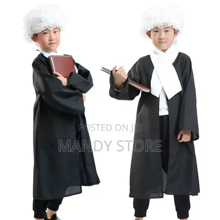 Children Lawyer Costume With Wig Kindergarten Role-Play Professional