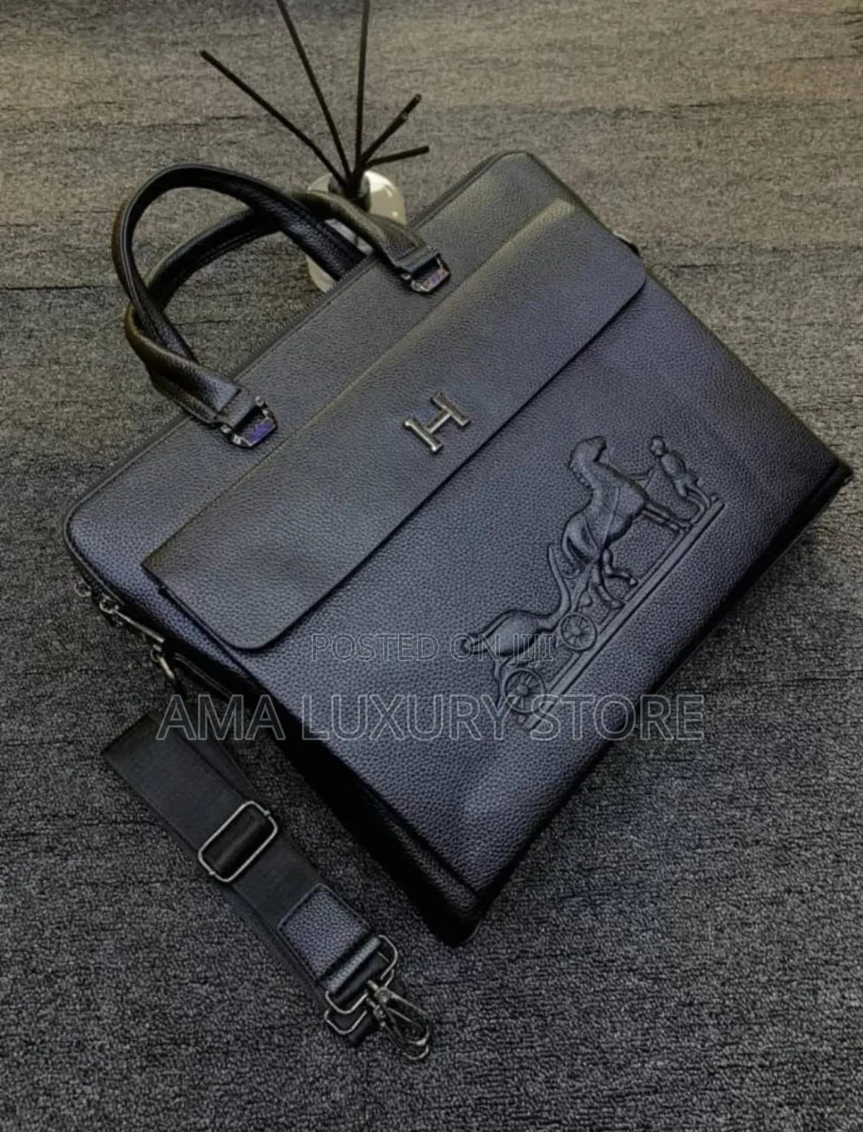 Hermes Luxury Leather Laptop/Office Bag – Unisex, Stylish Durable
