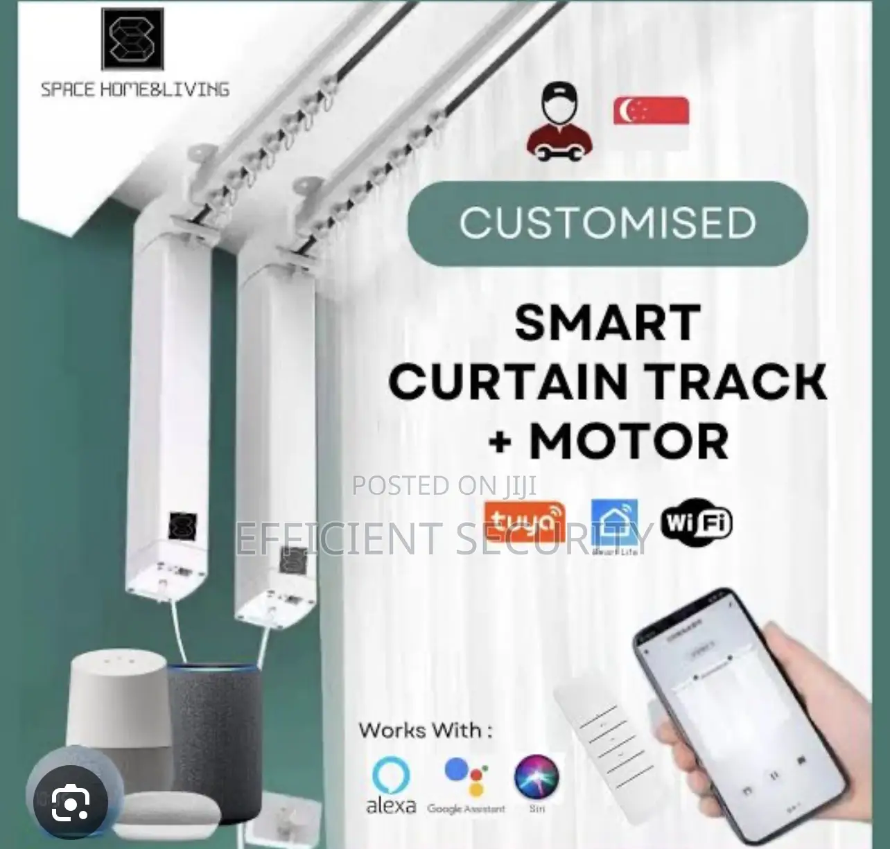 Smart Curtain Motor With 3.2m Rail Track, Wifi Remote Control