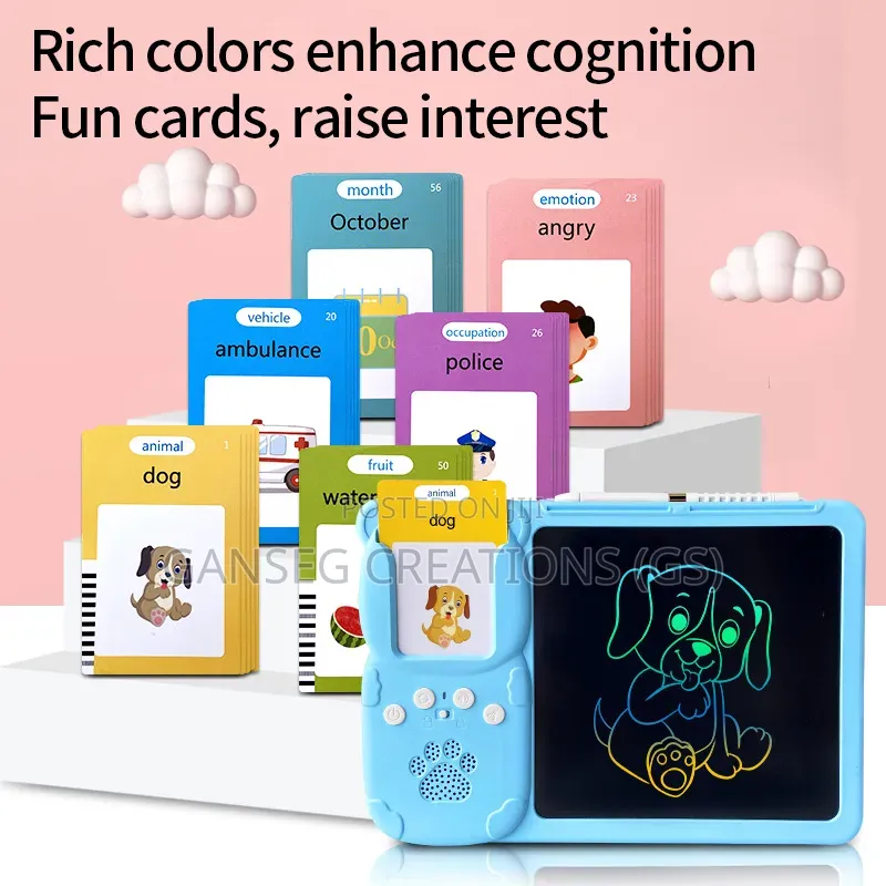2-in-1 Talking Flash Cards LCD Writing Tablet – Kids Educational Toy