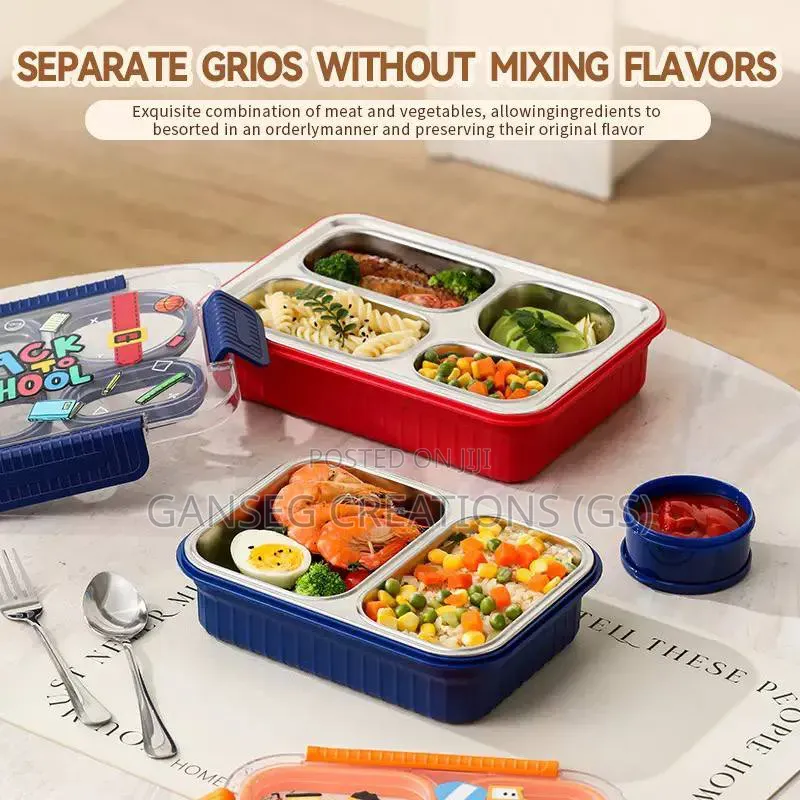 Stainless Steel Divided Lunch Box – Leakproof Kids School Bento Box