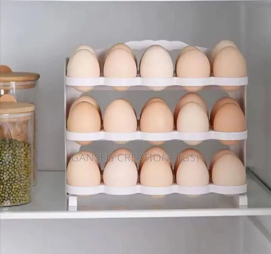 30-Egg Capacity Rolling Egg Storage Rack for Refrigerator Countertop