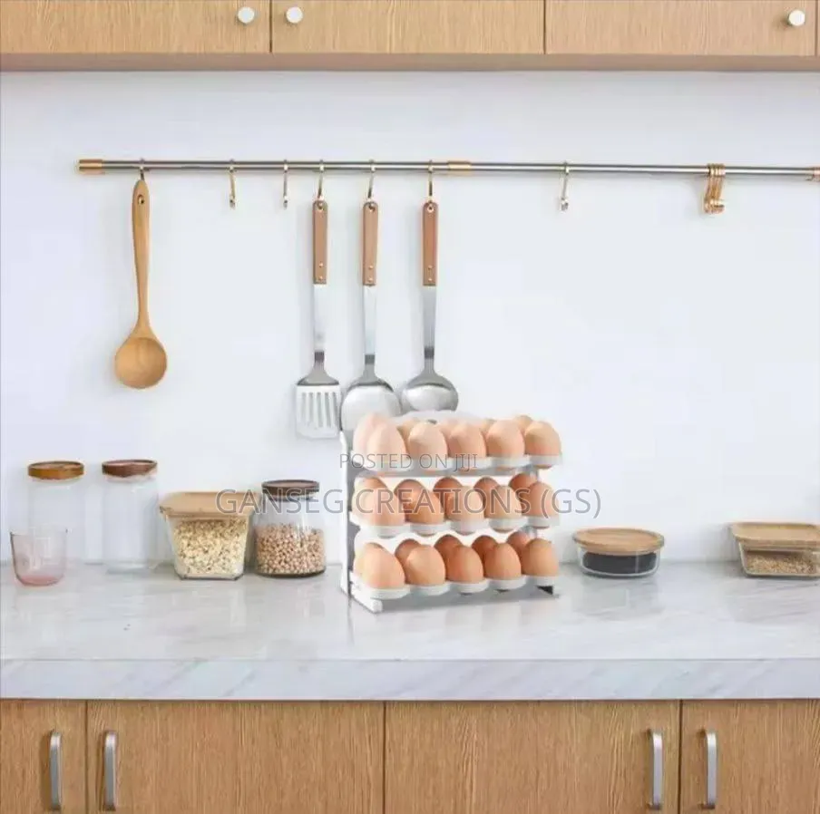 30-Egg Capacity Rolling Egg Storage Rack for Refrigerator Countertop