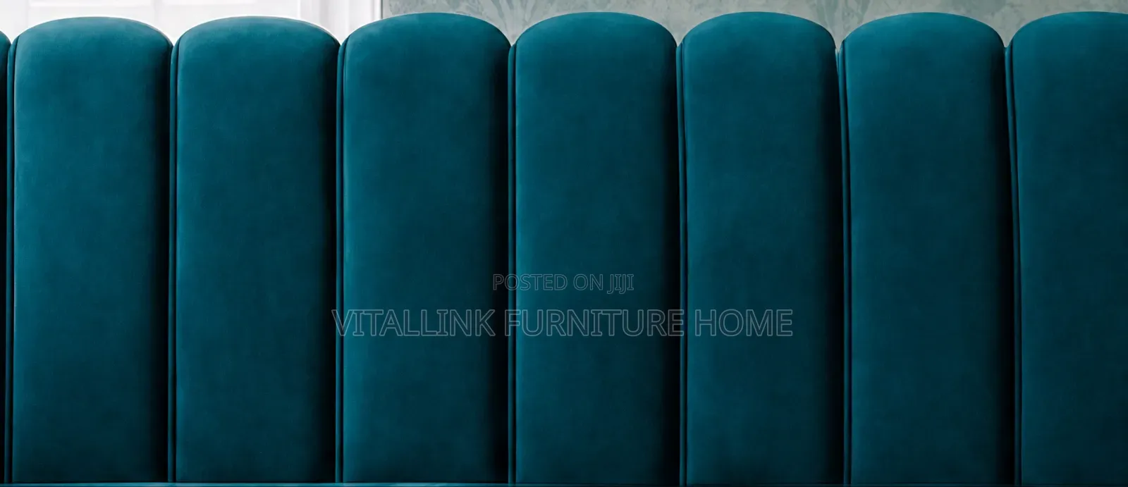 Luxury Teal Velvet Channel-Tufted Loveseat With Scalloped Back