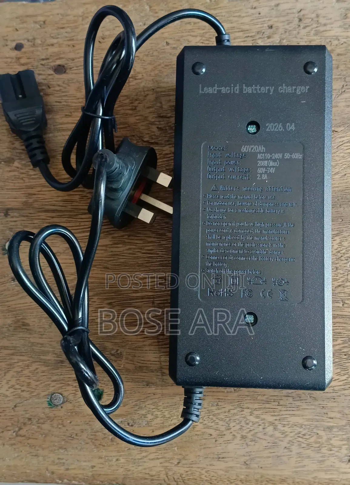 Lead Acid Battery Charger for Scooter and Electric Bike 60v 20a