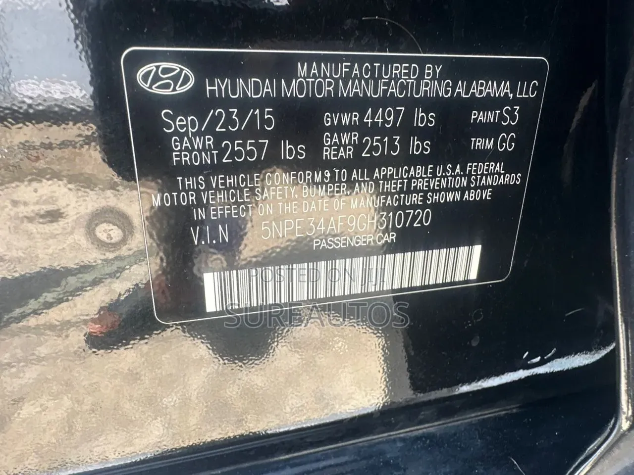 Hyundai Sonata Limited 4dr Sedan (2.4L 4cyl 6A) 2015 Black