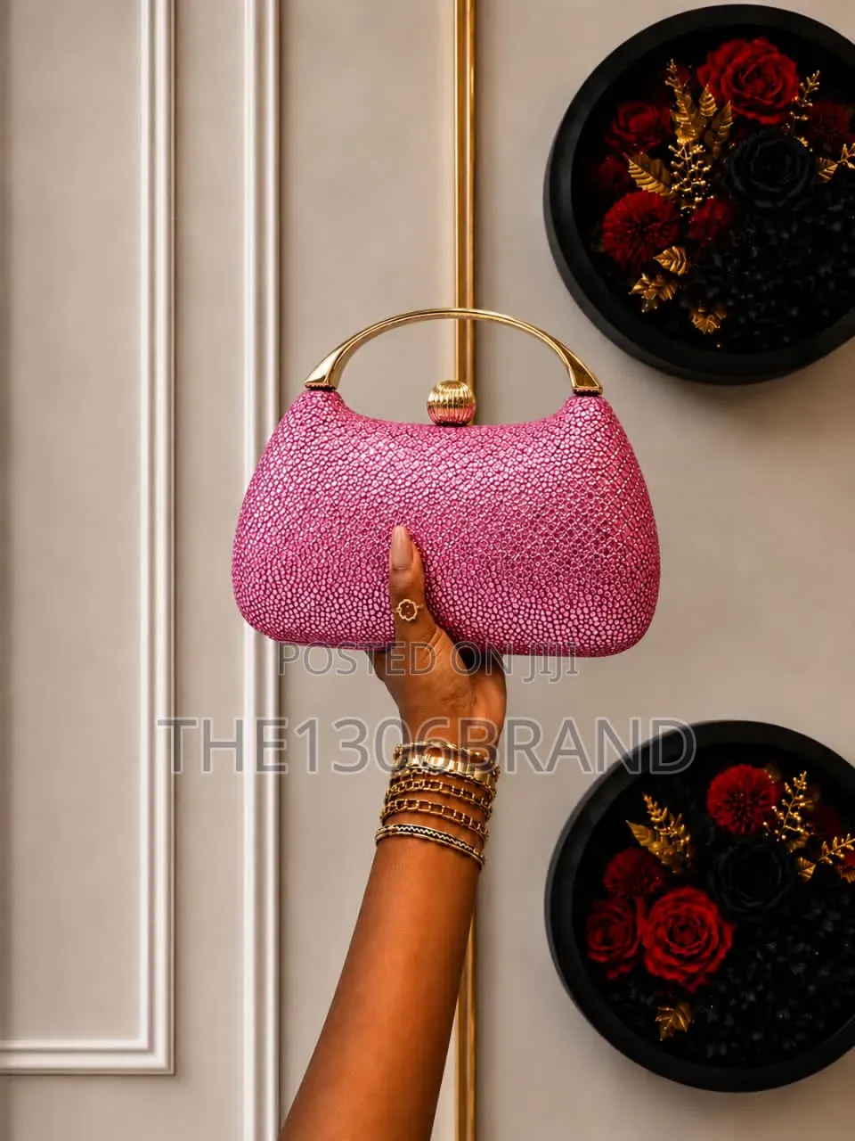 Luxury Textured Metallic Top Handle Clutch Bag Elegant Evening Purse