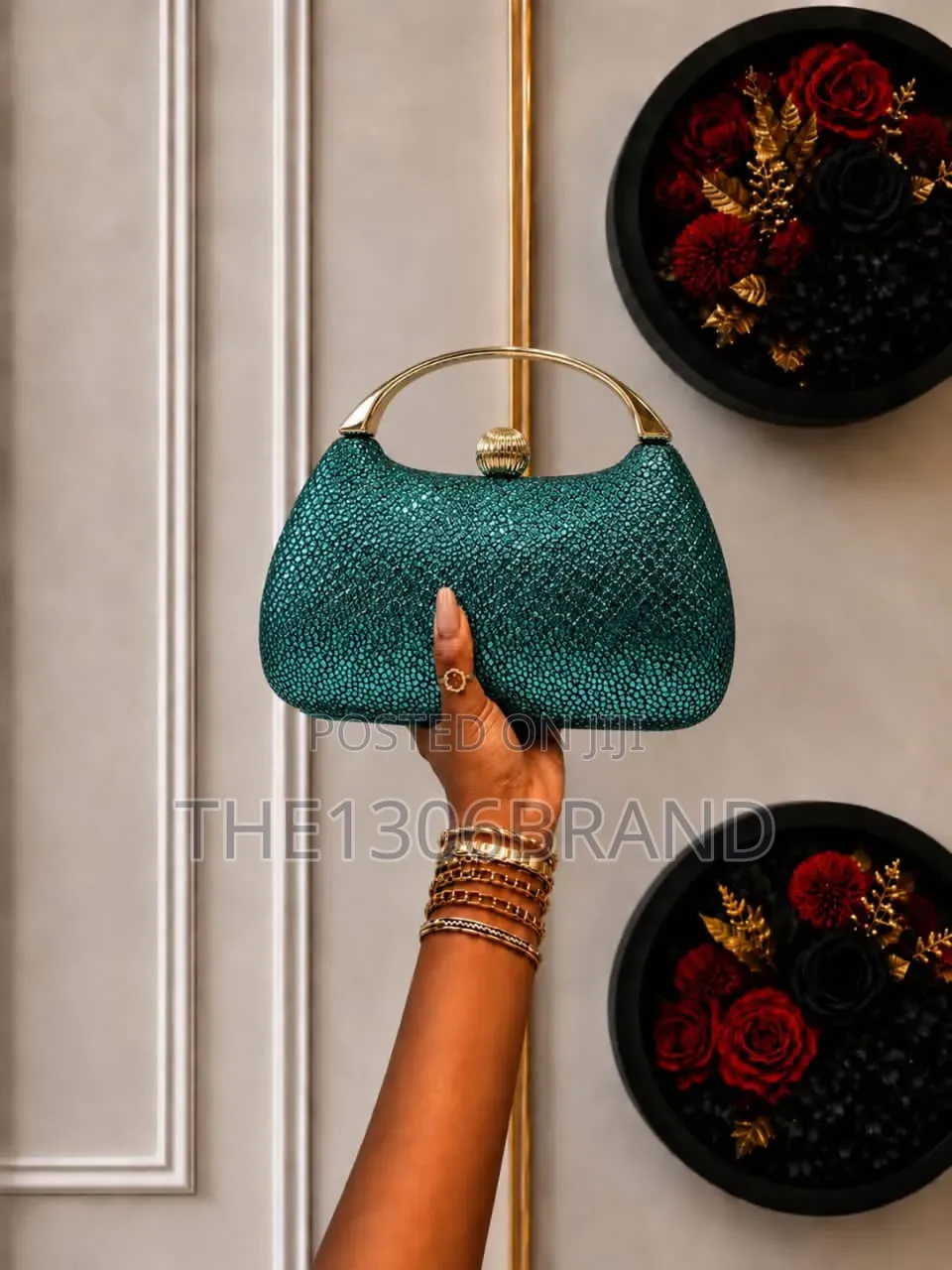 Luxury Textured Metallic Top Handle Clutch Bag Elegant Evening Purse