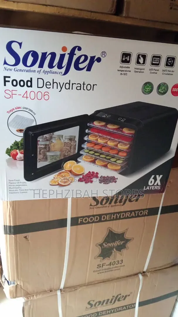 6 Trays Sonifer Stainless Steel Food Dehydrator With Warranty