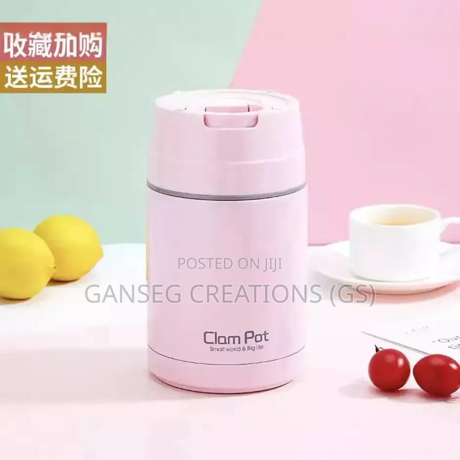 Clam Pot Double-Walled Vacuum Insulated Soup Thermos , Folding Handle
