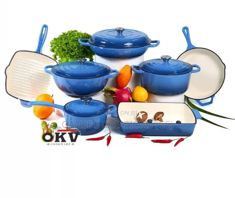 Luxury Heavy Duty Okv Enamelled Cast Iron Pot, Pan Baking Dish Set