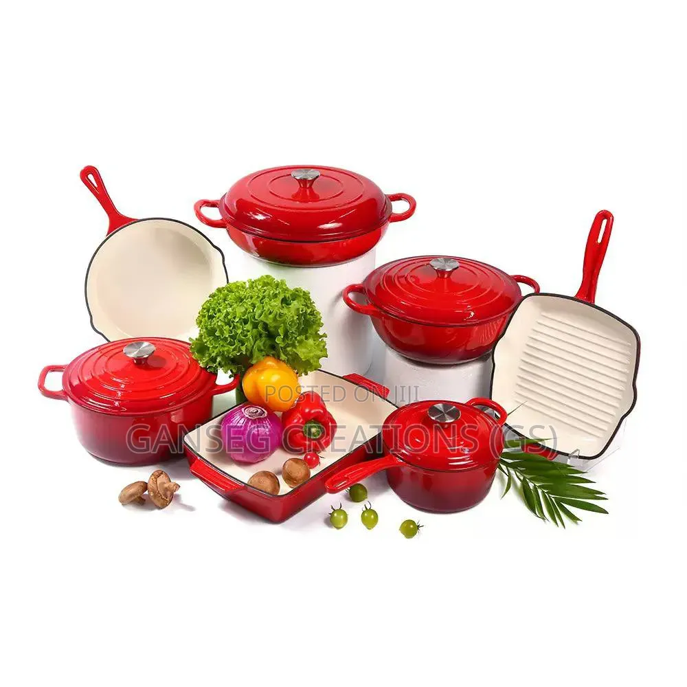 Luxury Heavy Duty Okv Enamelled Cast Iron Pot, Pan Baking Dish Set