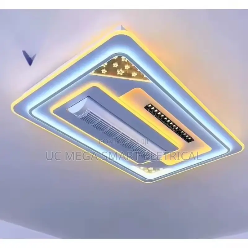 New Style Modern Ceiling Fan Light Iron Body Acrylic Lampshade