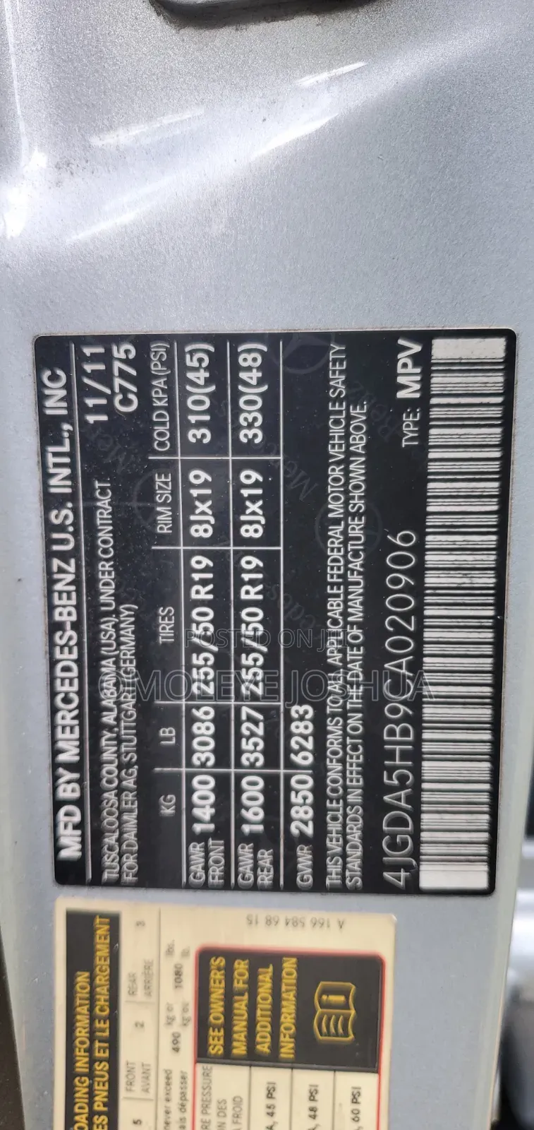 Mercedes-Benz M Class 2011 Silver