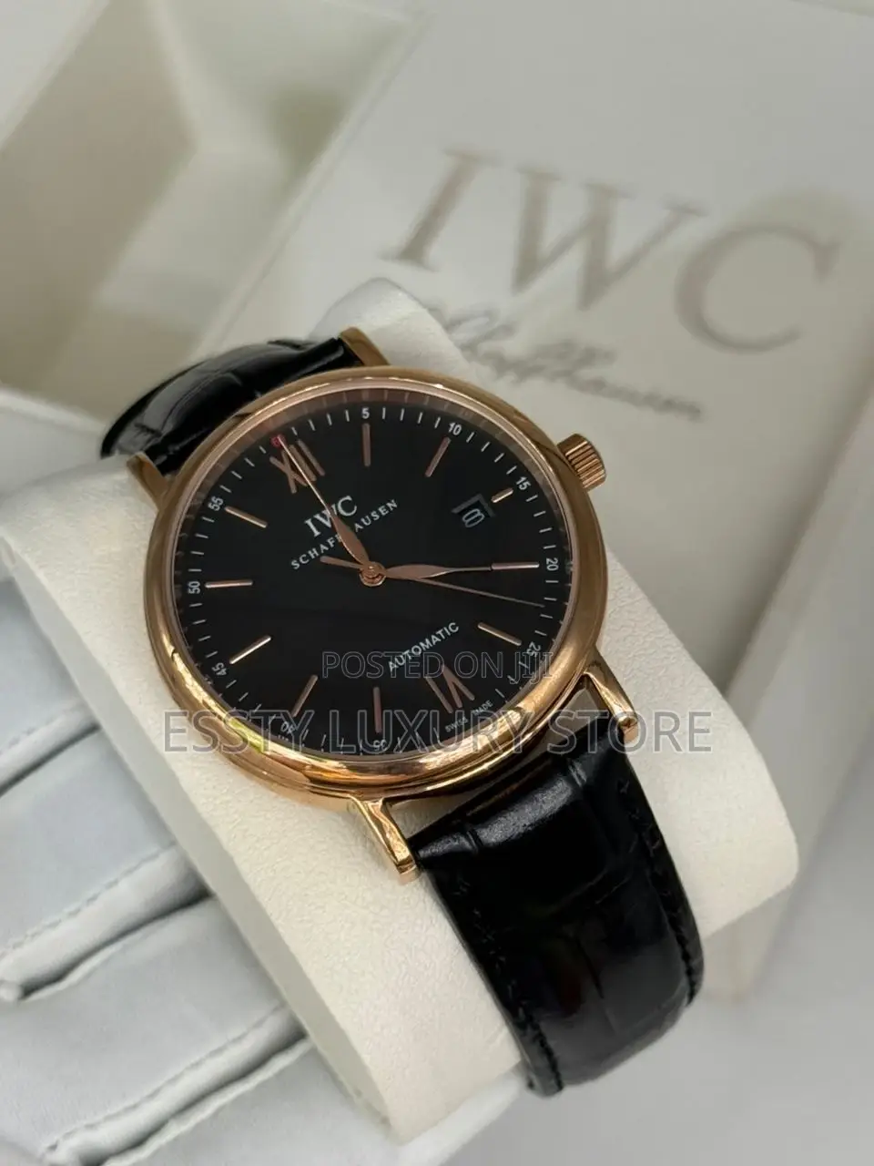 Iwc Schaffhausen Quality Luxury Men Genuine Leather Wristwatch
