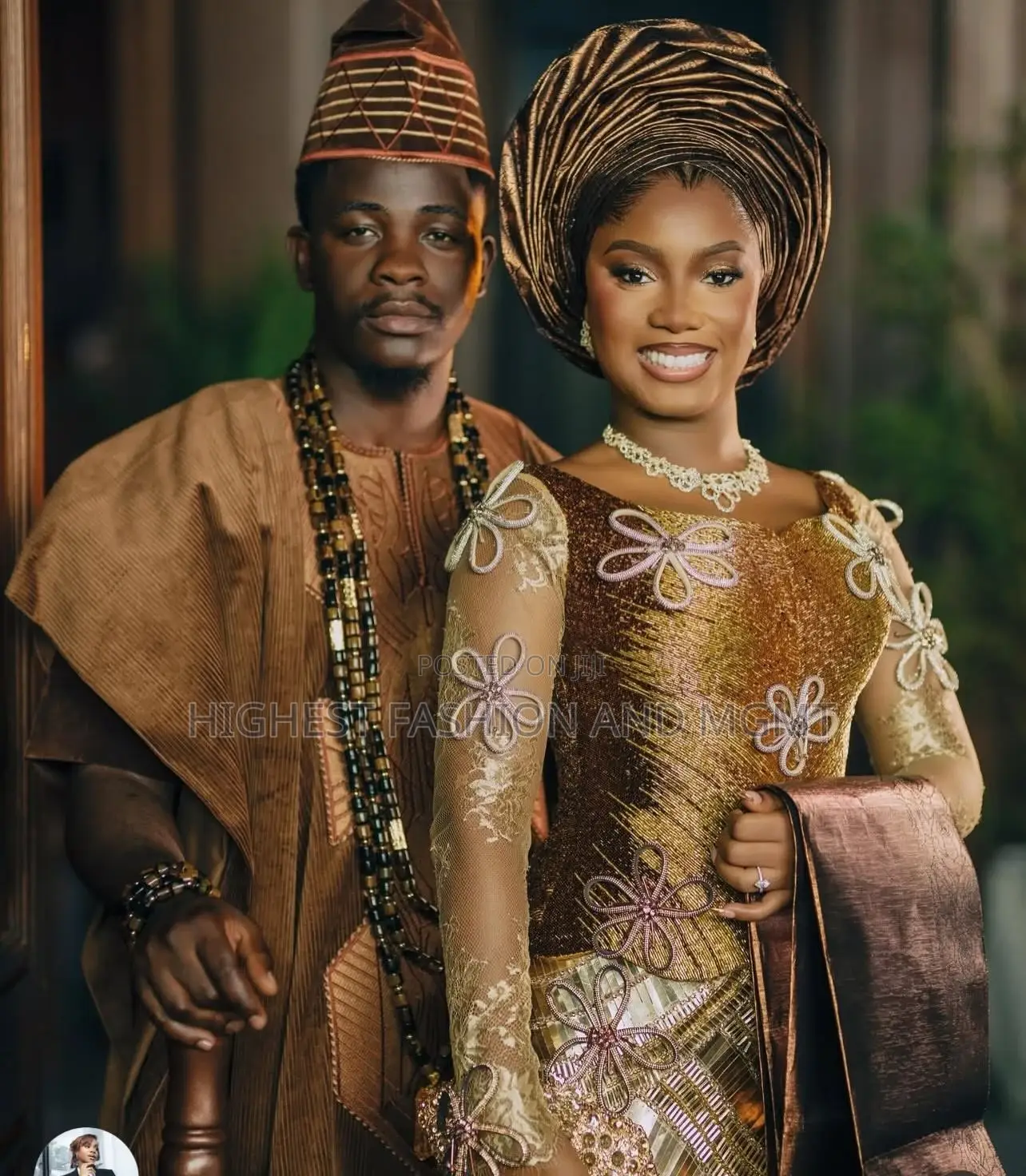 Metallic Gold Bridal Gown Men’S Brown Traditional Set