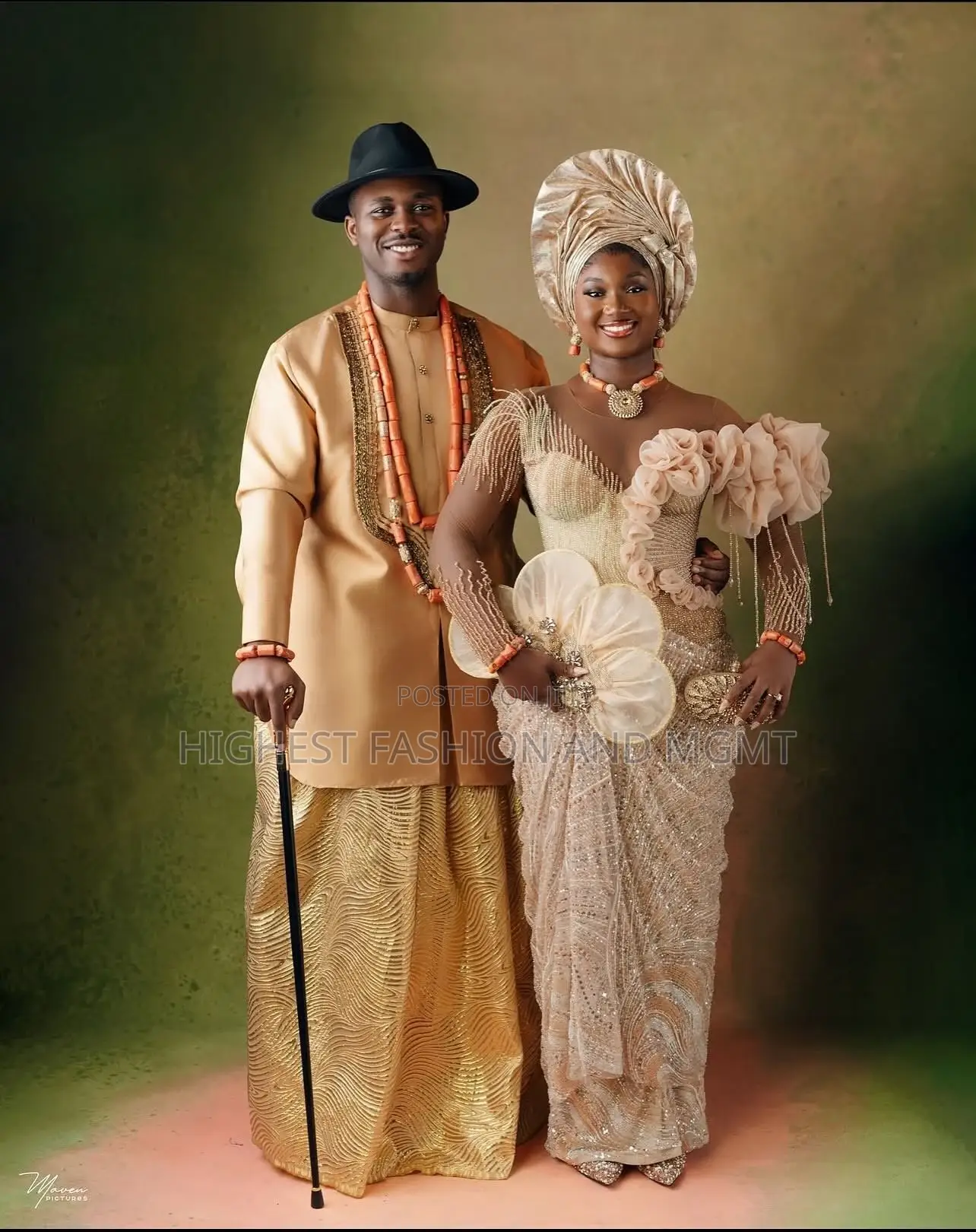 Champagne Embellished Bridal Gown Men’S Gold Traditional
