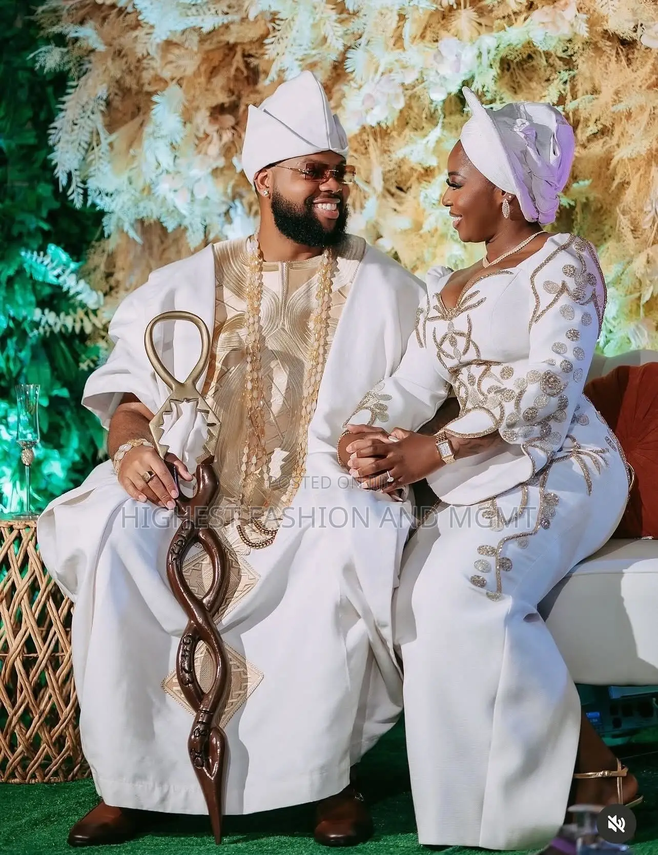 Gold-Embroidered White Bridal Gown Men’S White Agbada