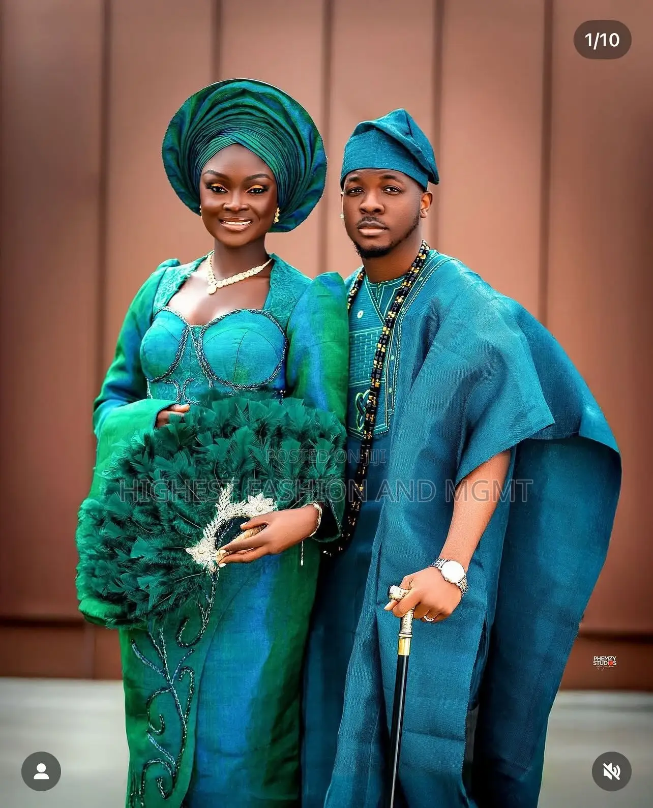 Teal Beaded Bridal Gown Men’S Textured Agbada