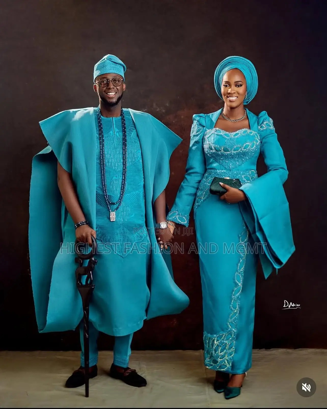 Premium Teal Traditional Couple Set - Style 871