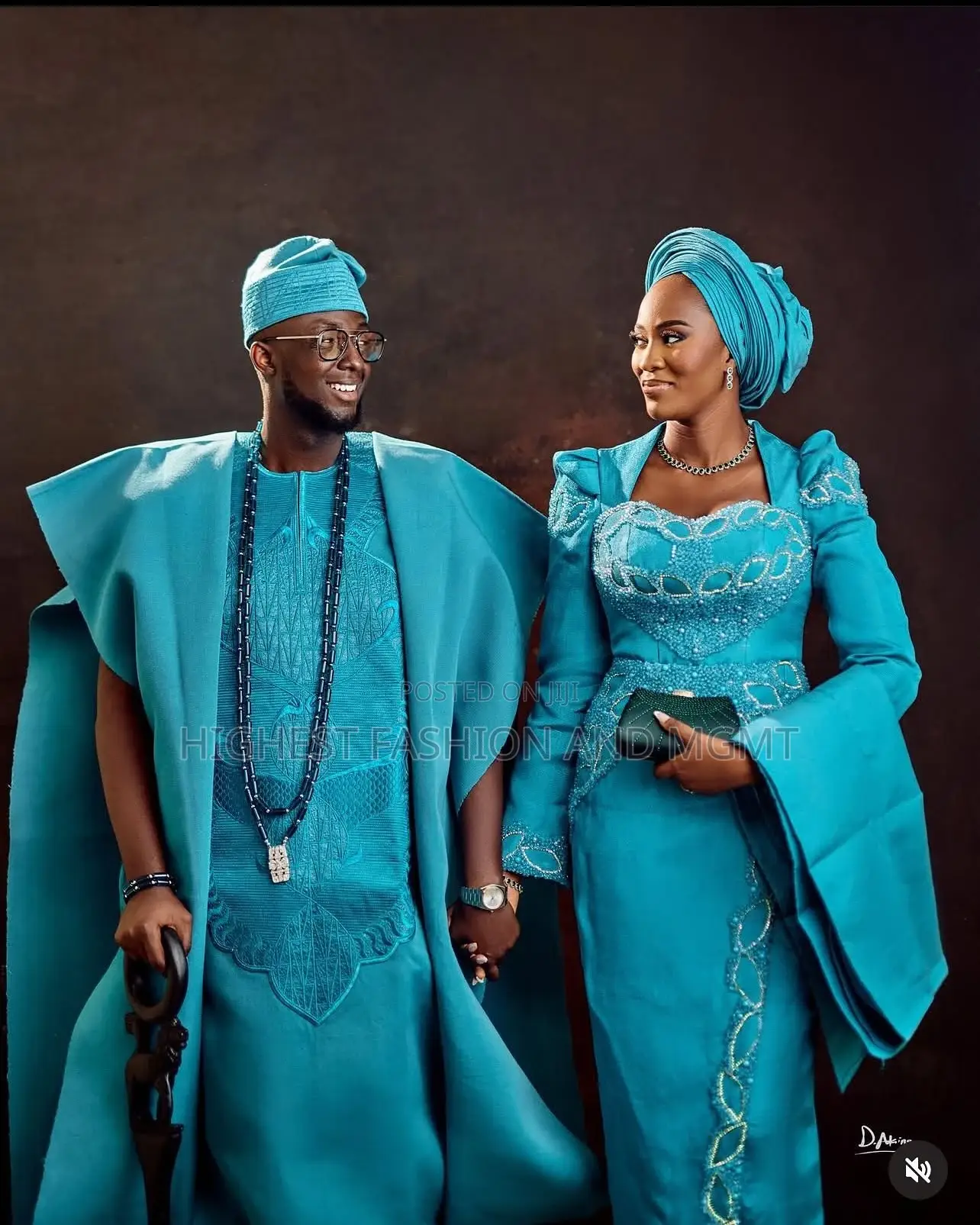 Premium Teal Traditional Couple Set - Style 871
