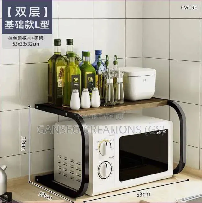 Premium Heavy-Duty Microwave Oven Rack –2-Tier Kitchen Organizer Shelf
