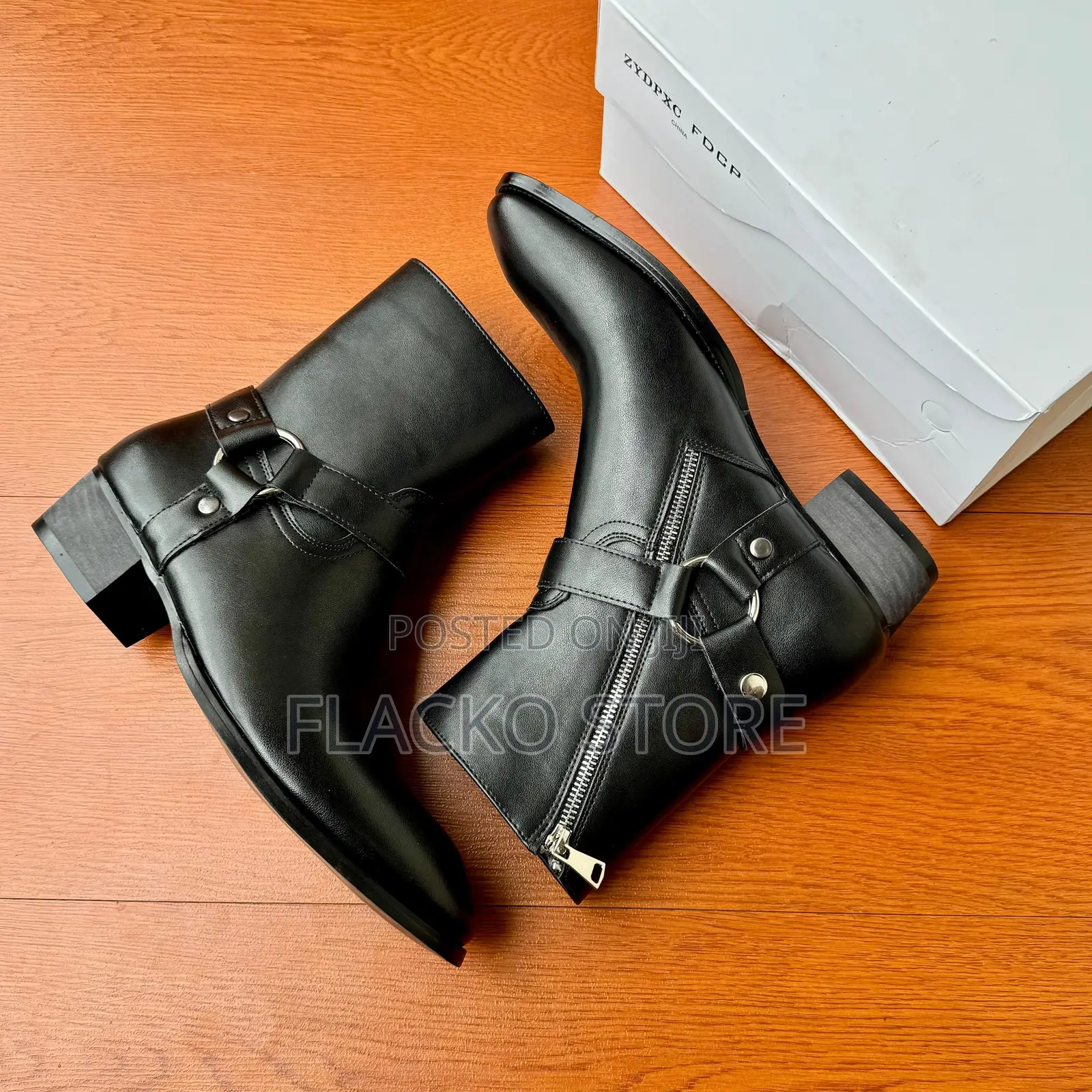 Original Harness Metal Stud Zipper Men’S Ankle Boots