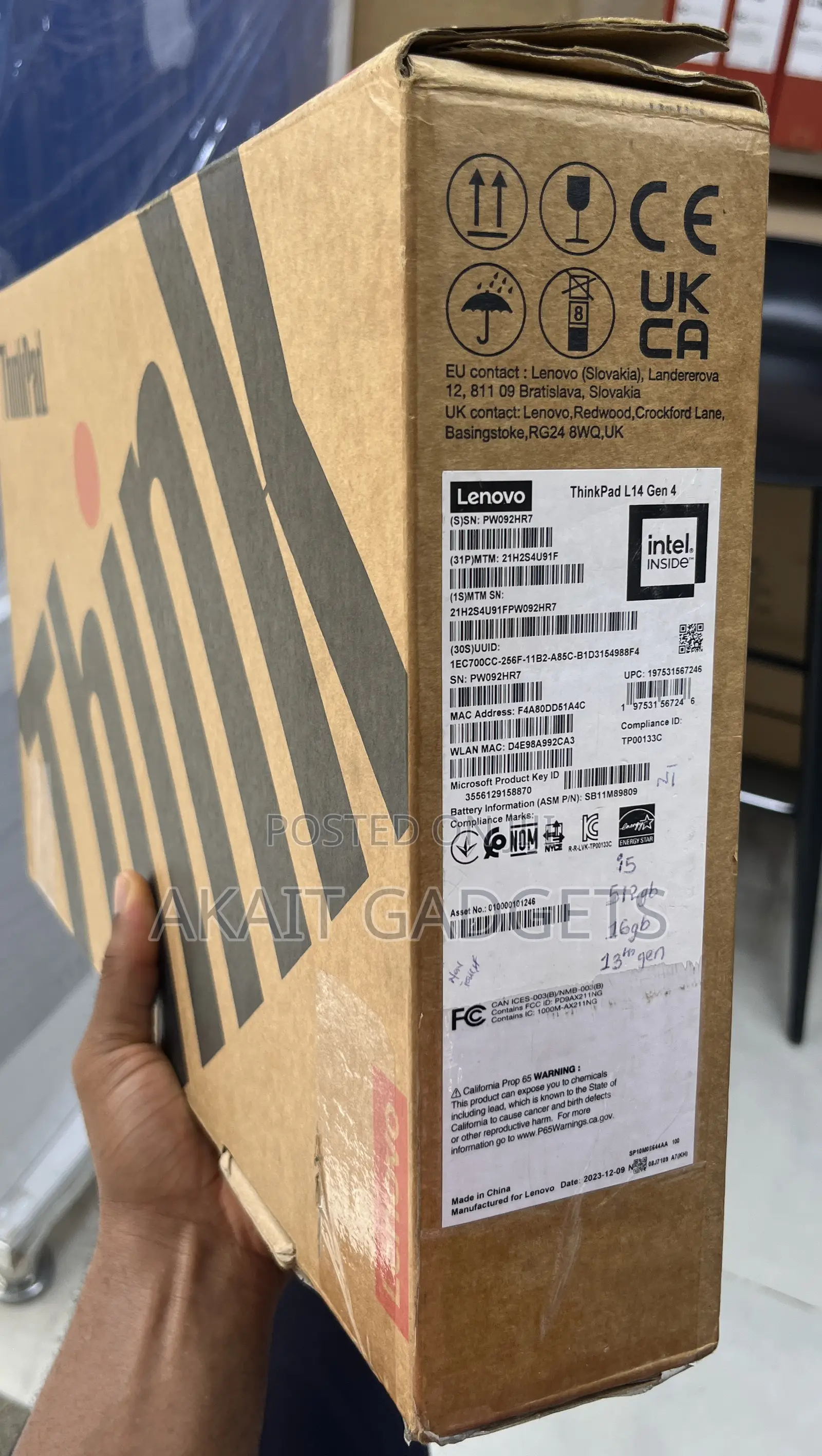 Laptop Lenovo ThinkPad L14 16GB Intel Core i5 SSD 512GB