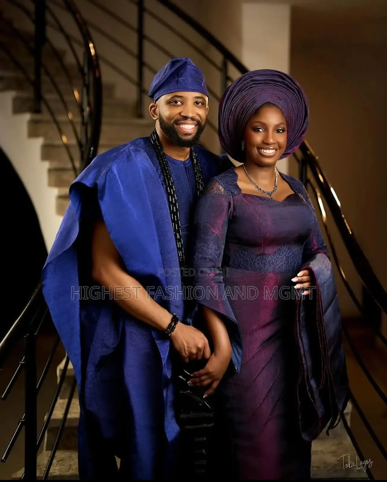 Purple-Shift Bridal Gown Men’S Royal Blue Agbada