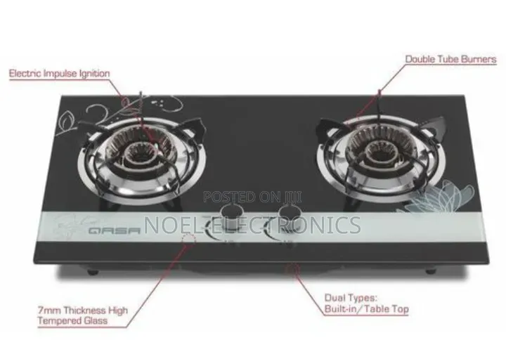 Qasa 2 Burner Glass Gas Cooker