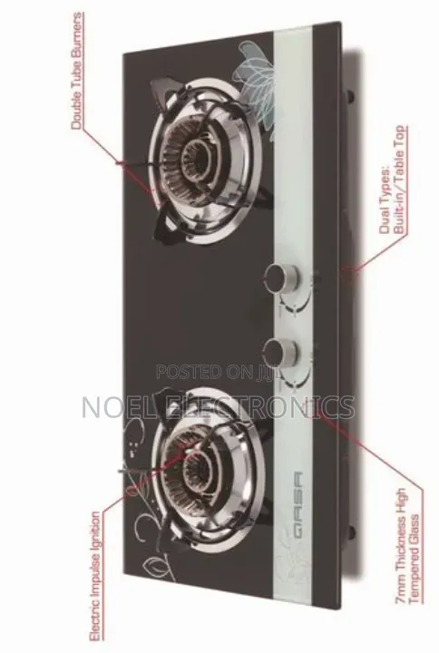 Qasa 2 Burner Glass Gas Cooker