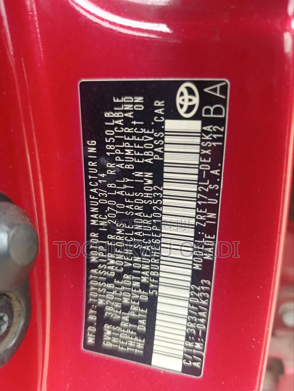 Toyota Corolla 2014 Red
