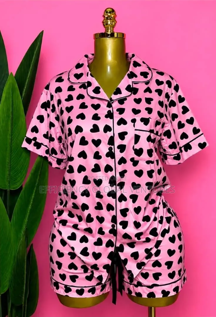 Women's Silk Pajama Set–Short Sleeve Shirt Short Sleepwear Nightwear