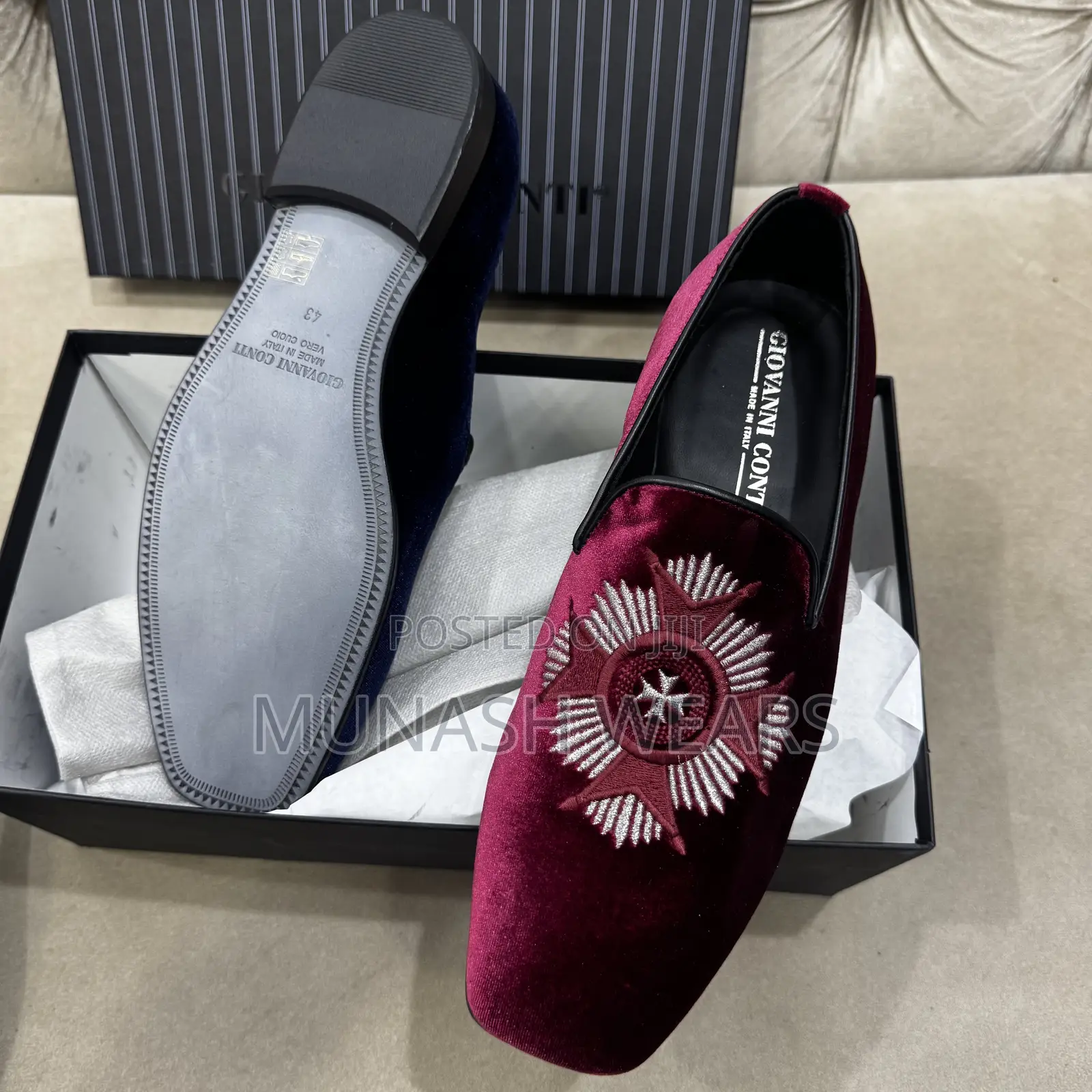 Italian Velvet Giovani Conti Shoes 40-46 Available in Green Wine and B