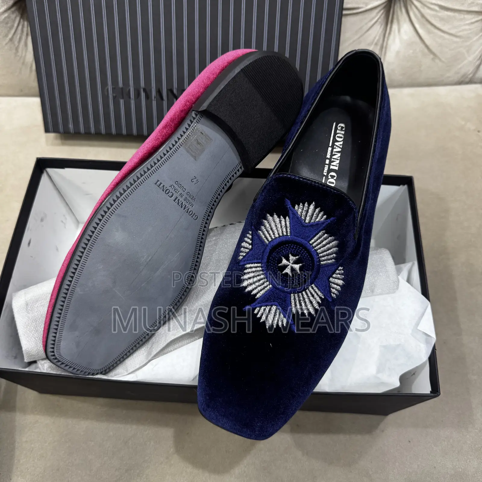 Italian Velvet Giovani Conti Shoes 40-46 Available in Green Wine and B