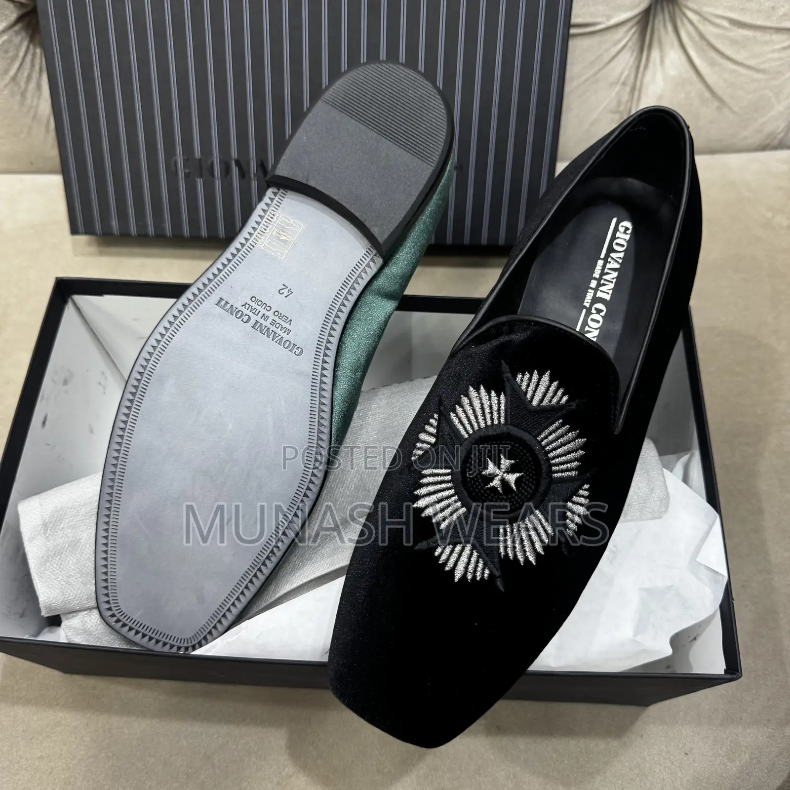 Italian Velvet Giovani Conti Shoes 40-46 Available in Green Wine and B