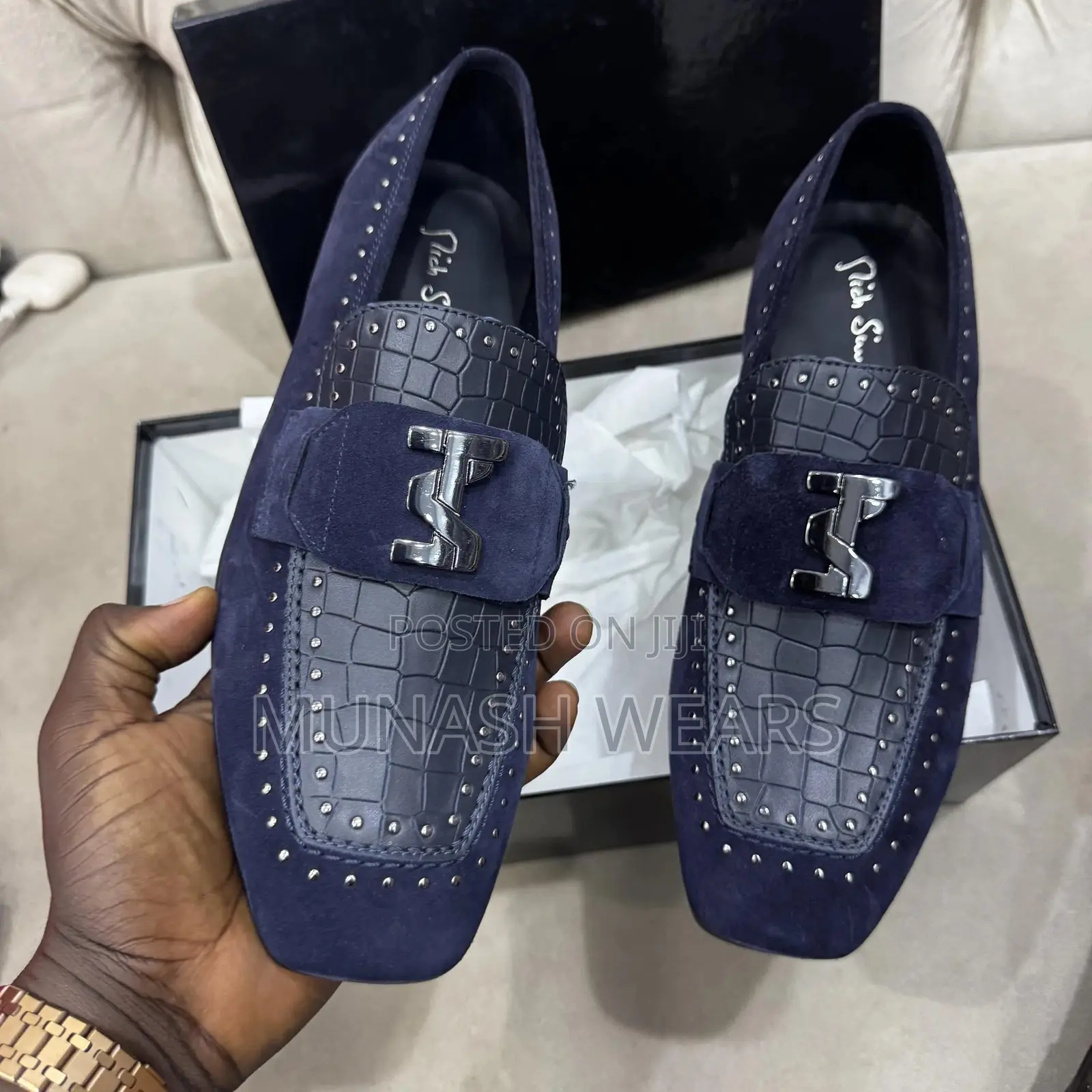 Italian Mich Simon Leather Shoes 40-46 Available in Blue Black and Br