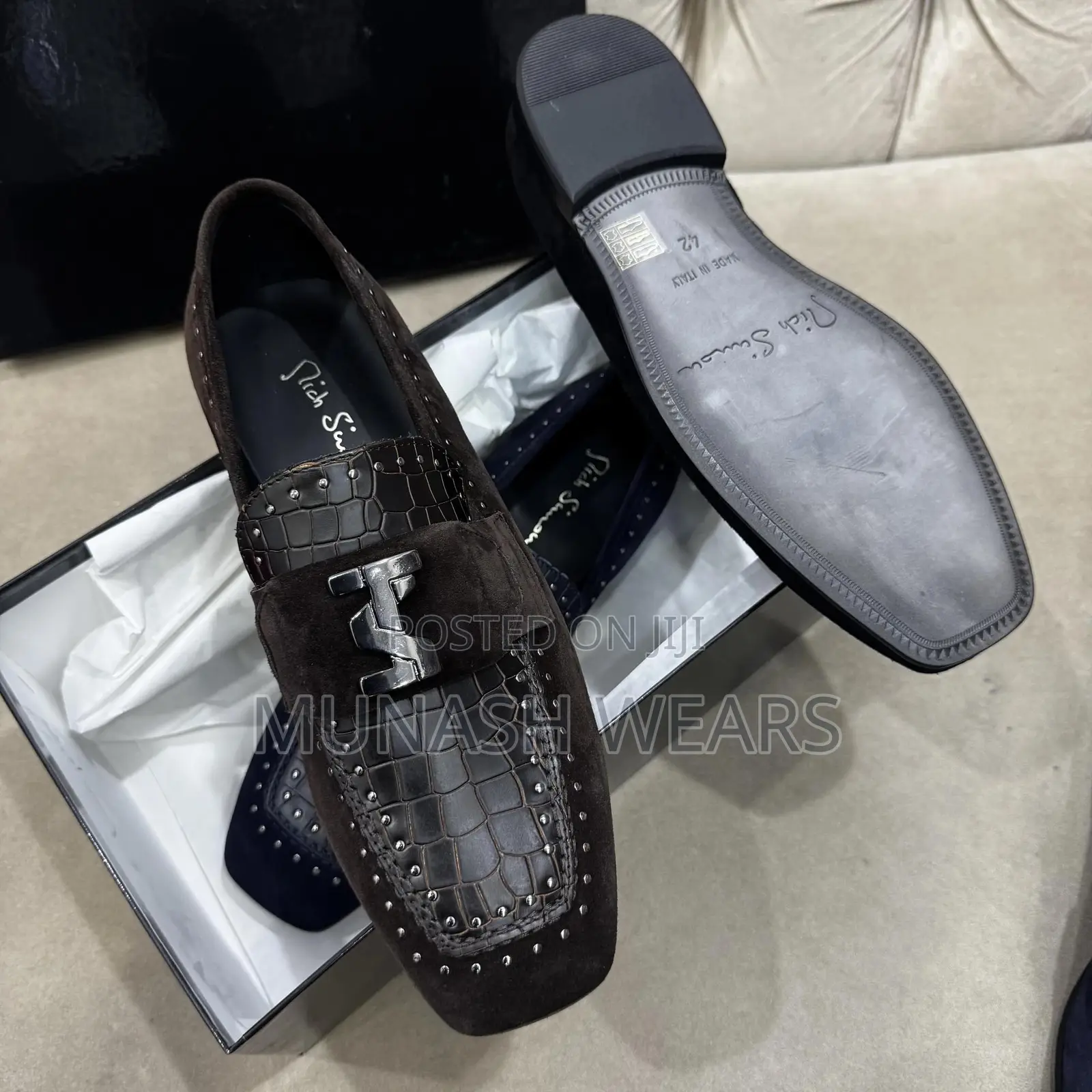 Italian Mich Simon Leather Shoes 40-46 Available in Blue Black and Br