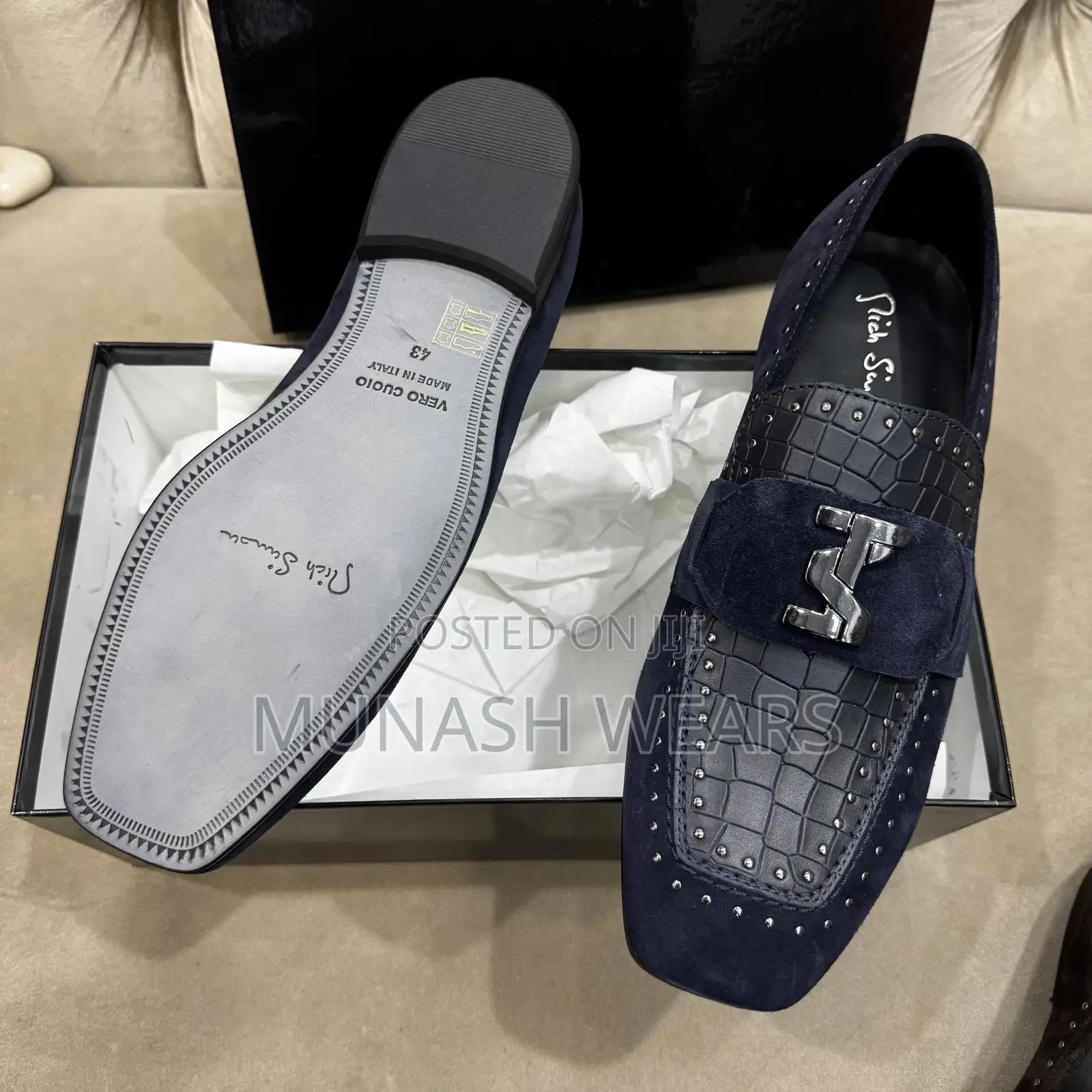 Italian Mich Simon Leather Shoes 40-46 Available in Blue Black and Br