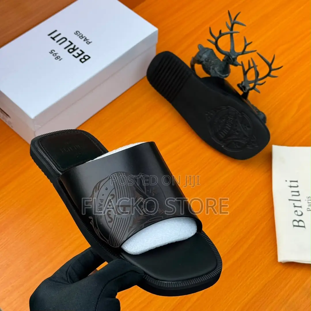 Original Berluti Leather Cover Slippers