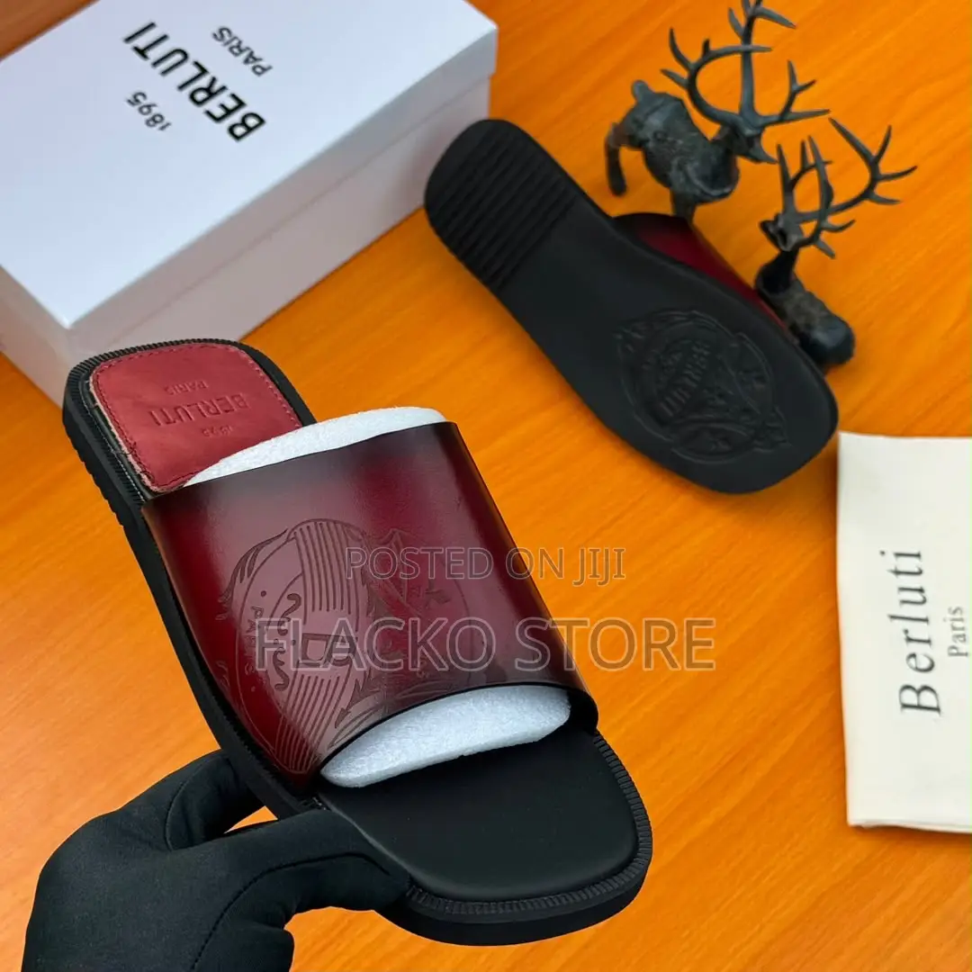 Original Berluti Leather Cover Slippers
