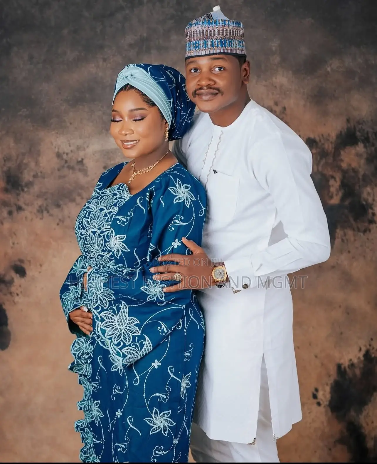 Navy Blue Floral-Embroidered Gown Men’S White Kaftan