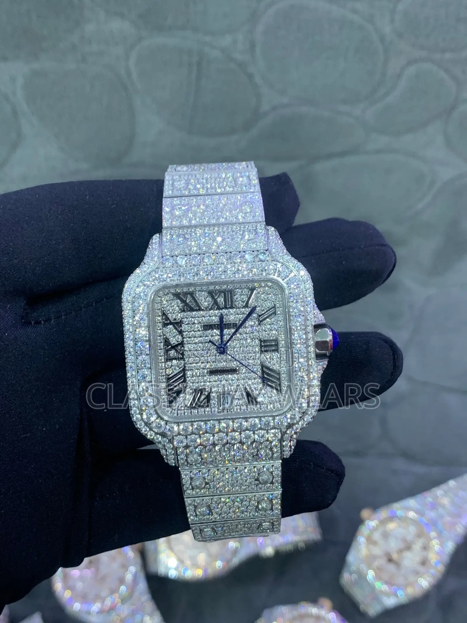 Full Iced Cartier Watches Automatic Water Resistant