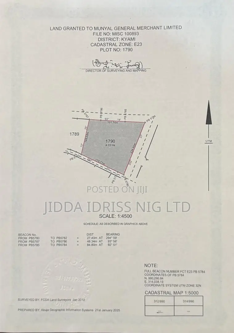 4.03hectares In Kiami Sharing Fence With Fort Royal Estate, Kyami