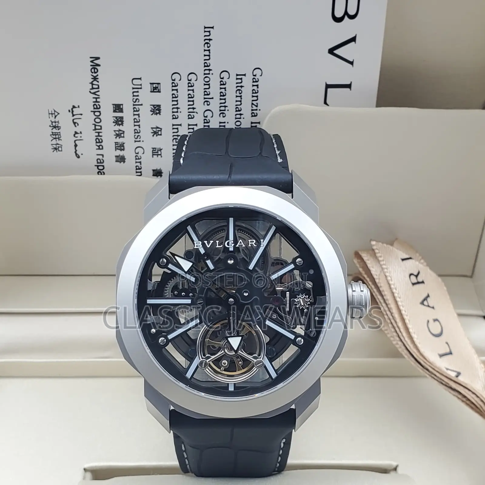 Bvlgari Transparent Leather Rubber Wristwatches Automatic