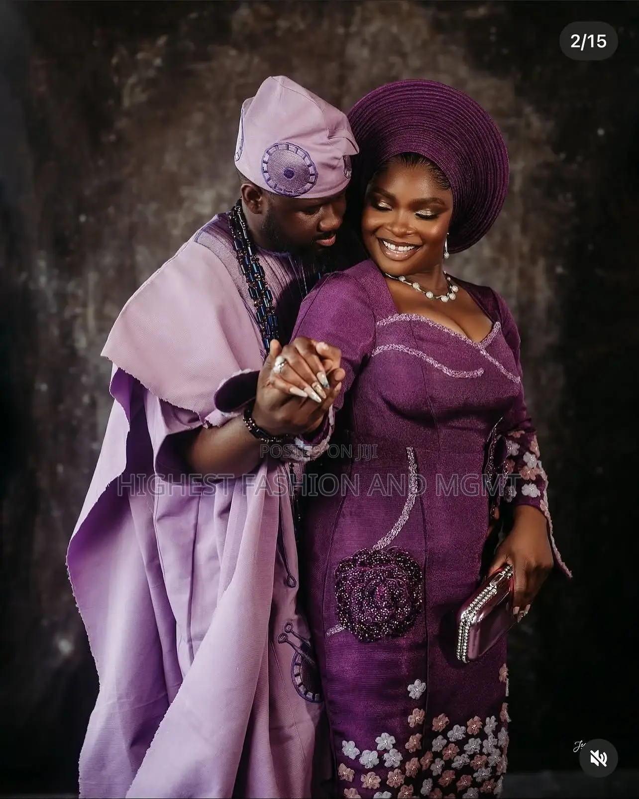 Dark Purple Floral-Embellished Gown Men’S Lavender Agbada