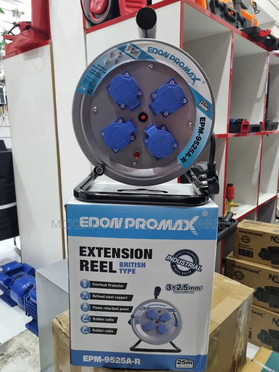 Edon Promax Epm-9525a-R 25-Meter Heavy Duty Industrial Extension Reel.
