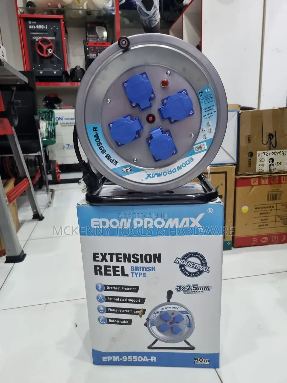 Edon Promax Epm-9525a-R 25-Meter Heavy Duty Industrial Extension Reel.