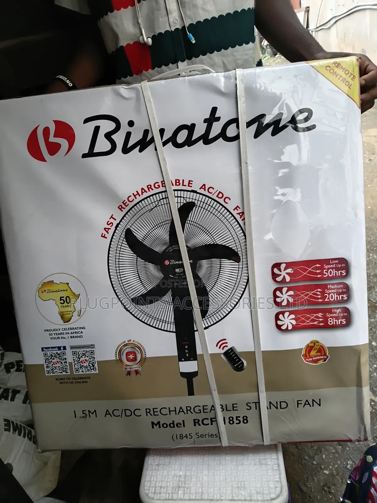 Binatone Fast Rechargeable Ac/Dc Fan RCF-1858