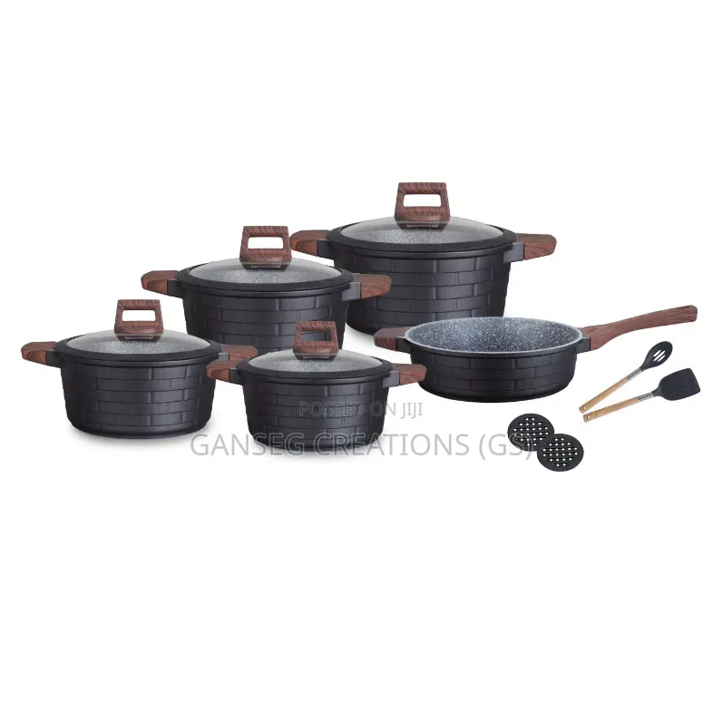 Premium Ucc Life 11-Piece Brick Design Granite Non-Stick Cookware Set